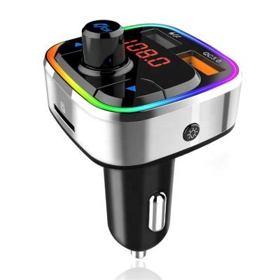 China Siri Function Show Siri Voice Assistant Kit Adapter BT 5.0 bluetooth FM Transmitter And RGB Light Dual USB Wireless Hands-Free Quick Charge QC 3.0 for the car for sale