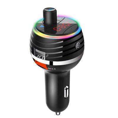 China DC5V/2.4A Charger and QC3.0 Siri Function Siri Quick Voice Auxiliary Car Kit BT5.0 FM Bluetooth Wireless Handsfree Transmitter with RGB Light for sale