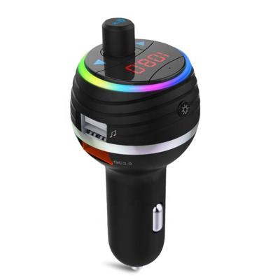 China Siri Function New Arrival RGB Light Show QC3.0 Quick Charge MP3 Player Kit BT5.0 Bluetooth Car Wireless Handsfree FM Transmitters With Siri for sale