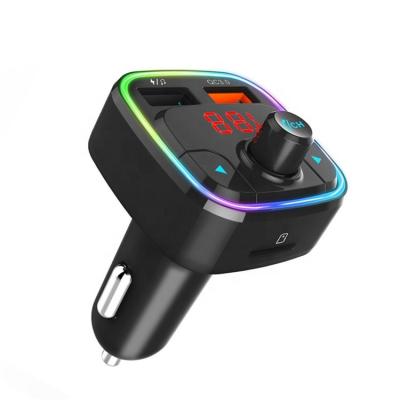 China Bluetooth 5.0 Car Mp3 Audio FM Transmitter Siri Function Show Siri Google Voice Assistant Kit Adapter And RGB Light Dual USB Wireless Hands-Free Quick Charge QC 3.0 for sale