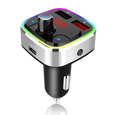 China DC5V/2.4A Dual Stereo Fast Charger and PD18W Handsfree Bluetooth 5.0 Car Charger Wireless FM Transmitter with RGB Backlight Show for sale