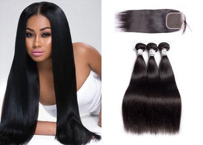 China Straight Malaysian Hair Weave Bundles With Closure No Mixed Animal Hair for sale