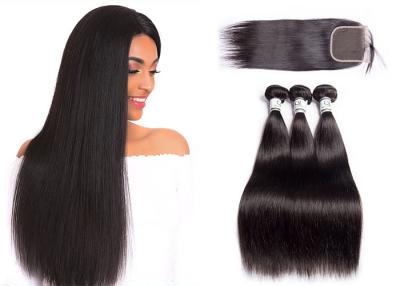 China Soft 4 Bundles Brazilian Human Hair Bundles With Straight Closure 100% Human Hair for sale