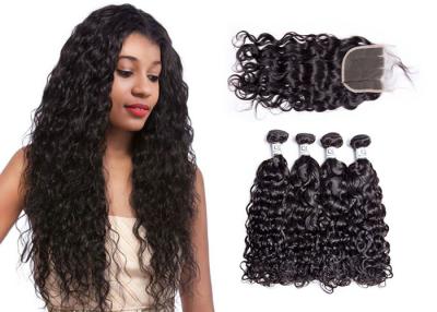 China No Tangling 100% Water Wave Hair Bundles With Closure Water Resistant for sale