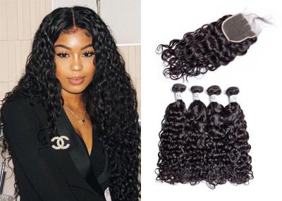 China 4 Pcs Brazilian Water Wave Hair Bundles With Closure Double Sewed Weft for sale