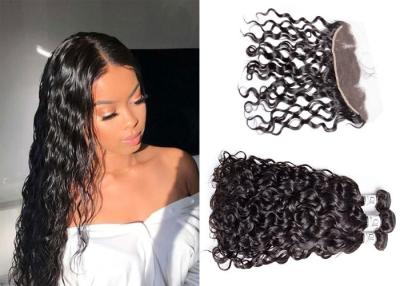 China 100%  Water Wave Hair Bundles With Frontal Closure Machine Double Weft for sale