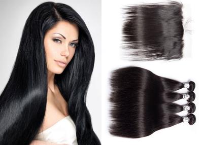 China Indian Straight Hair Bundles With Frontal Weaves 100% Unprocessed Human Hair for sale