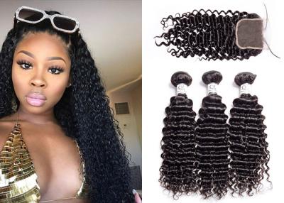 China Genuine Smooth Deep Curly Hair Bundles With Closure Grade 9A 30 Inch for sale