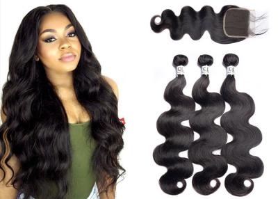 China Full Cuticle Body Wave Bundles With Closure , Soft Body Wave Remy Hair Extensions for sale