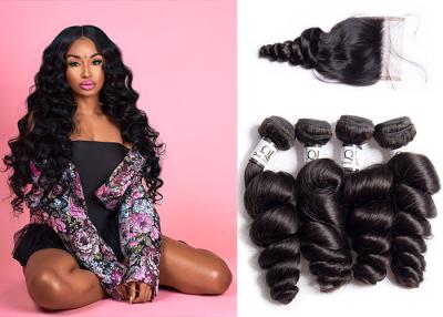 China Neat Indian Hair Bundles With Closure , Glamorous Loose Wave Weave With Closure for sale