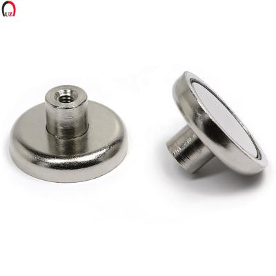 China Industrial Magnet Permanent Flat Neodymium Pot Magnet With Internal Threaded Stud/Thread Hole for sale