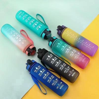 China Eco Friendly Portable Sustainable 1000ml Clear Transparent Tritan BPA FREE Gym Drinking Plastic Sports Water Bottle With Straw for sale