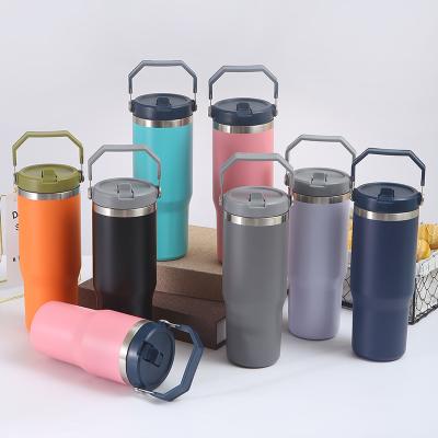 China Viable Custom Logo Stainless Steel Double Wall Insulated Hot Sale 20oz/30oz Vacuum Cup Tumbler Stainless Steel Mug With Straw Lid for sale