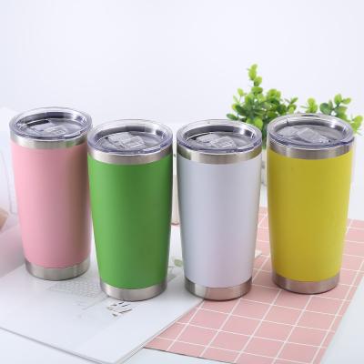 China Customized Sustainable Wholesale 20oz Double Wall Stainless Steel Vacuum Insulated To Powder Coated Tumbler Beer Coffee Cups With Lid And Straw for sale