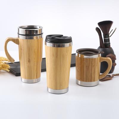 China Wholesale Sustainable Bamboo Fiber Coffee Mug Sublimation Travel Mug With Handle Heater Insulated Tumbler Custom Print for sale