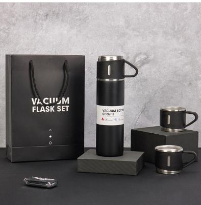 China 2022 Sustainable Hot Sale Double Wall Stainless Steel Vacuum Flask Stainless Steel Thermos With Cup Set for sale