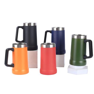 China American Style Double Wall Stainless Steel Thermos Mug Coffee Mug Vacuum Insulated Mug Beer Mugs With Lid Handle for sale