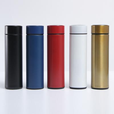 China Hot Sale 500ml Disposable Vacuum Flask Double Wall Stainless Steel Smart Water Bottle With Time Marker Led Lid for sale