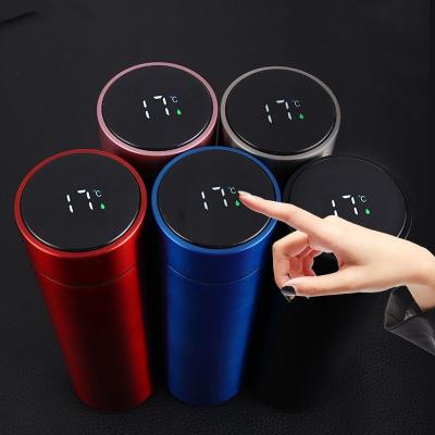 China Hot Sale 500ml Disposable Double Wall Stainless Steel Vacuum Led Temperature Bottle With Led Display Lid for sale