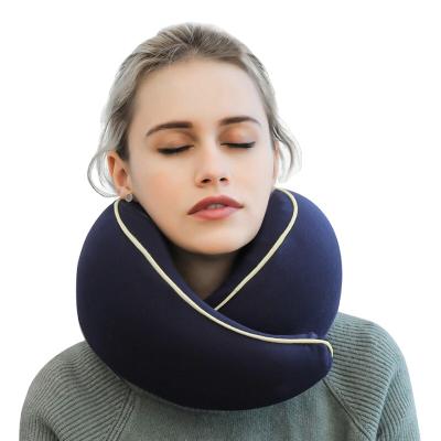 China Custom Logo Foldable U-Shaped Foam Airplane Travel Neck Pillow Provides Sleep Care Memory New Anti-static Airplane Warm Camping for sale