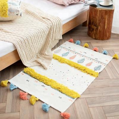 China INS Washable Colorful Yellow Hand Decorated Area Rugs Children's Room Children's Cartoon Bedroom Blankets for sale