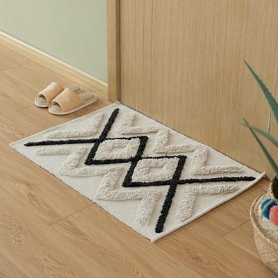 China Wholesale Modern Washable Custom Style Home Decor Nordic White Cotton Woven Floor Hand Tufted Area Rug for sale