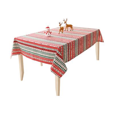 China Oilproof Home Accessories Decoration Cotton Linen Printing Table Cover Device Merry Christmas Tablecloth for sale