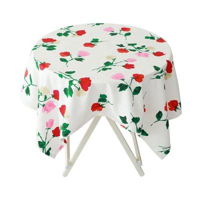 China 2021 durable fashion design colorful roses tablecloth wedding decoration eco-friendly round flower printed table cover for sale