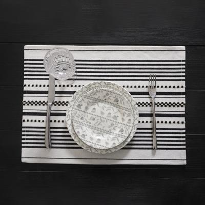 China Wholesale Sustainable Coffee Table Place Mat Woven Table Plate Striped Mat For Dining Table for sale