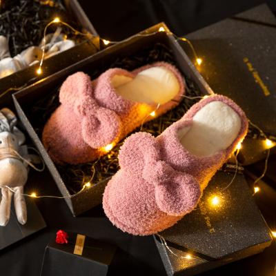 China Indoor Furry Winter Mink Fur Slippers Winter Warm Women's Bedroom Fashion Trend Room Faux Fur Home Indoor Pink Slips Slipper for sale