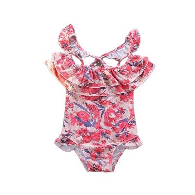 China Sale Beach Toddler Kids Swimwear Baby Print Ruffle Floral Strapless Bikini Customized Swimwear Small Breathable Hot Sale for sale