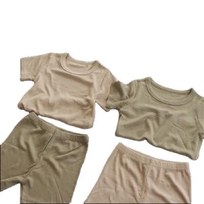 China Breathable Custom Logo Cloth Cozy Baby Clothes Set Sleepwear Kids Short Sleeve Baby Pajamas Set for sale