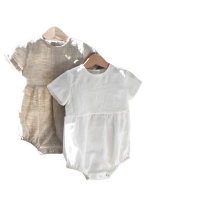 China Canvas/Cotton Baby Summer Clothes Cute Soft Canvas Girl Overalls Short Sleeve Baby Boy Romper For Newborn Baby for sale