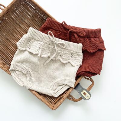 China Color Fade Proof Baby Girl Knitted Spring Elastic Mid Waist Bloomers Ruffle Lovely Shorts Toddler Girl Summer Knit Bloomer for sale