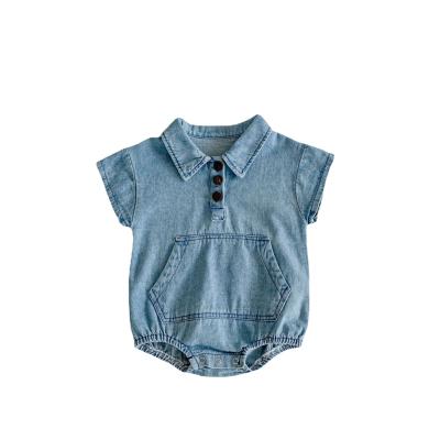 China 100% Fashion Summer Newborn Infant Baby Romper Casual Hot Cotton Denim Romper for sale