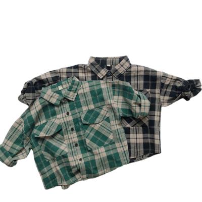 China Autumn New Children Boy Plaid Blouse 100%Cotton Baby Gingham High Quality Anti-pilling Shirt For Kids Boy for sale