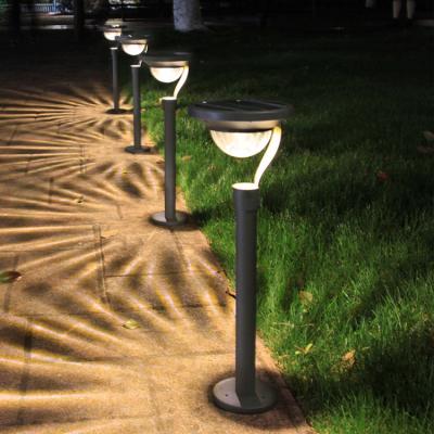 China Solar White Aluminum ABS Pillar Pillar Rattan Flood Sphere Sign Smart Garden Lawn Lights Solar Led Waterproof Outdoor Ground Lamp for sale