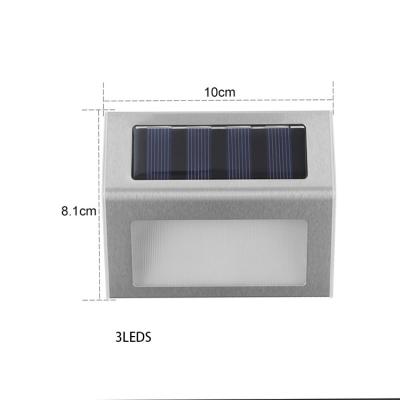 China Cheap Led Lawn Lights Decor Stainless Steel Stair 3led Solar Led Wall Lamp New For Outdoor Luxury Garden Landscape Hotel Street for sale