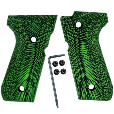 China Grab Pistol Beretta Accessories Beretta 92 96 Full Size Gun Group of Ten Grips, Sunburst Texture, Green/Black for sale