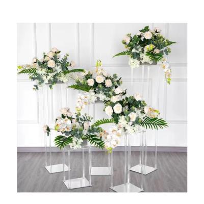 China CenterpieMarriage Decorations Supplies Table Decor Display Stand Durable Clear Wedding Crystal Stage Pillar Acrylic Flower Stand for sale