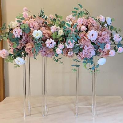 China Acrylic Clear Mirror Flower Stand Vase Column Flower Display Stand Wedding Table Centerpieces 60cm Tall 23.6inch Acrylic for sale