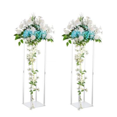 China Bridal Party Decoration Fashion Wedding Supplies Decorations Tables Flower Centerpiece Elegant Acrylic Wedding Stand Tall Clear Rectangular for sale