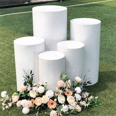 China Dessert Table Stand Wedding New Custom White Dessert Cake Stand Cylinder Pedestal Around Column Cylinder Roman Base Metal for Wedding Birthday Party Decoration for sale