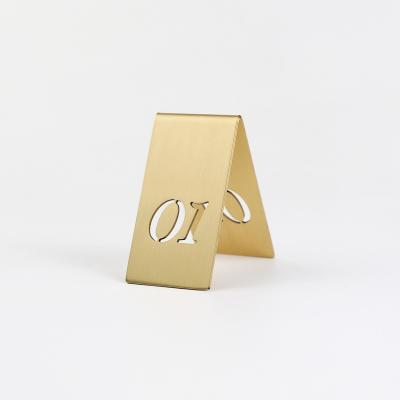 China Maxery Brass Wedding Table Number Holders Stand Customized Logo Display Stand For Christmas, Party Table Brass Numbers for sale