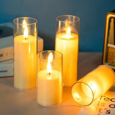 China A Coarse Flame & B Fine Flame Bestsun Customized Design White Plastic Flickering Movable Wick Led Candle Light Electric Flameless Battery Operated LED Candle for sale