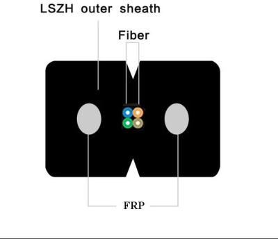 中国 4コア 室内 シングルモード G657A GJXFH LSZH ジャケット FTTH 光ファイバードロップケーブル 販売のため