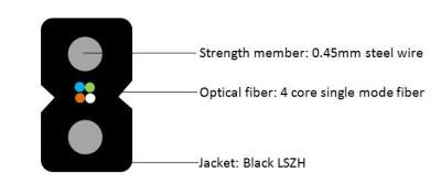 China Vier Kern Innen- Stahl-Rod FTTH Transceiverkabel G657a2 GJXH Soem-Service zu verkaufen