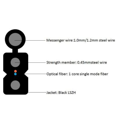 중국 강철 막대 옥외 2 핵심 FTTH 하락 케이블 5mm*2mm 케이블 크기 판매용