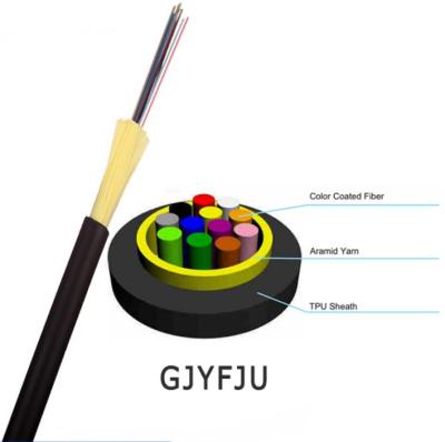 중국 단단한 완충물 Aramid 털실을 가진 TPU GJYFJU 실내 광섬유 케이블 12 핵심 판매용