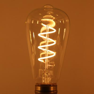 China ST64 LED Filament Light Bulb 230V Vintage Edison Glass Soft Spiral Filament Lighting 4W for sale